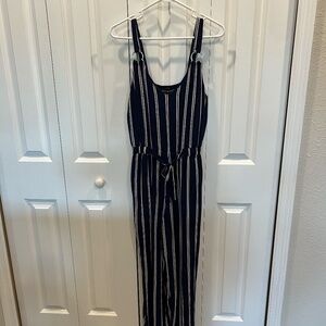 Blue & White Pin Stripe Jumpsuit
